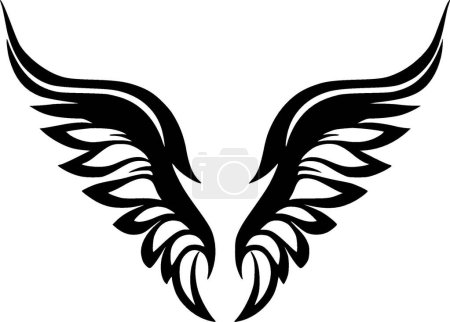 Illustration for Wings - black and white vector illustration - Royalty Free Image