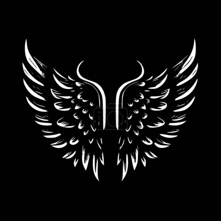 Illustration for Wings - black and white isolated icon - vector illustration - Royalty Free Image