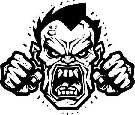Illustration for Zombie - black and white isolated icon - vector illustration - Royalty Free Image