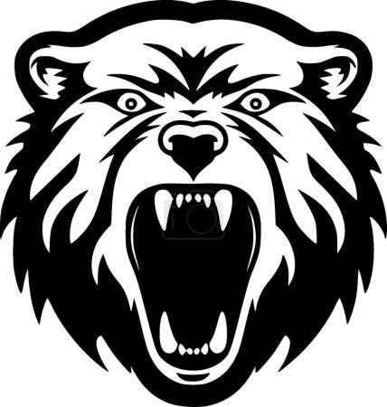 Illustration for Bear - black and white isolated icon - vector illustration - Royalty Free Image