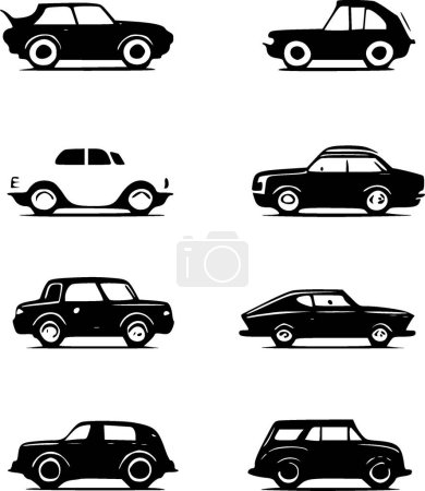 Illustration for Cars - black and white isolated icon - vector illustration - Royalty Free Image