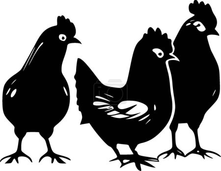 Illustration for Chickens - black and white vector illustration - Royalty Free Image