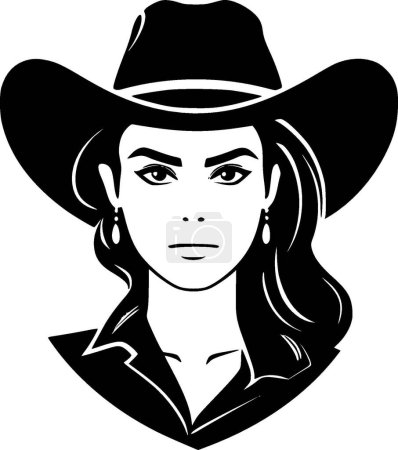 Téléchargez les illustrations : Cowgirl - logo vectoriel de haute qualité - illustration vectorielle idéale pour t-shirt graphique - en licence libre de droit