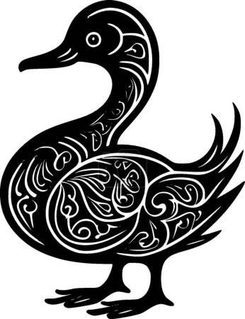 Illustration for Duck - black and white isolated icon - vector illustration - Royalty Free Image