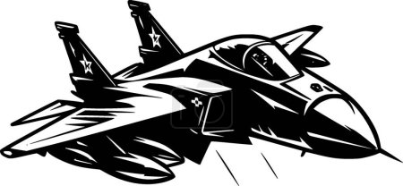 Ilustración de Avión de combate - silueta minimalista y simple - ilustración vectorial - Imagen libre de derechos