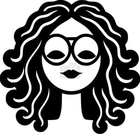 Ilustración de Hippie - logo minimalista y plano - ilustración vectorial - Imagen libre de derechos