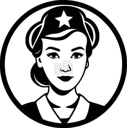 Téléchargez les illustrations : Infirmière - logo minimaliste et plat - illustration vectorielle - en licence libre de droit