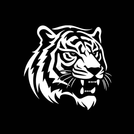 Téléchargez les illustrations : Tigre - Illustration vectorielle noir et blanc - en licence libre de droit