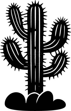 Illustration for Cactus - black and white isolated icon - vector illustration - Royalty Free Image
