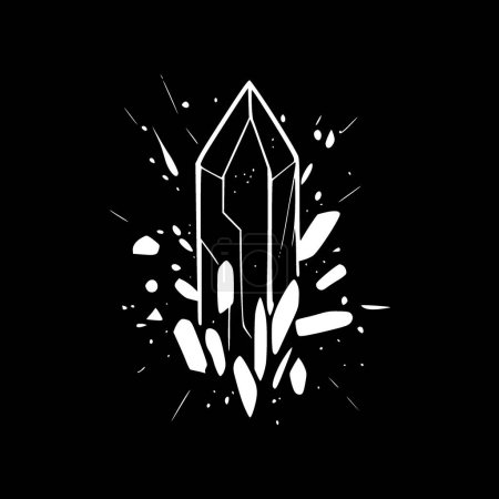 Illustration for Crystals - black and white isolated icon - vector illustration - Royalty Free Image
