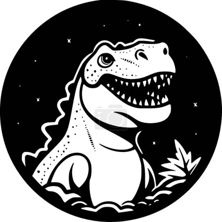 Ilustración de Dino - icono aislado en blanco y negro - ilustración vectorial - Imagen libre de derechos