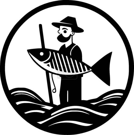 Illustration for Fishing - minimalist and flat logo - vector illustration - Royalty Free Image