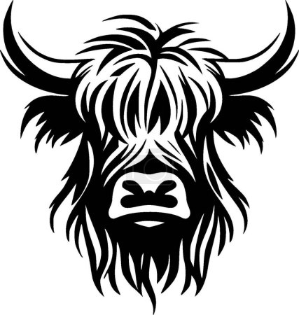 Téléchargez les illustrations : Vache des Highlands - silhouette minimaliste et simple - illustration vectorielle - en licence libre de droit
