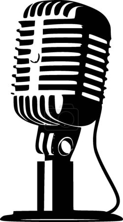 Illustration for Microphone - black and white vector illustration - Royalty Free Image