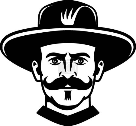 Illustration for Mexico - black and white vector illustration - Royalty Free Image