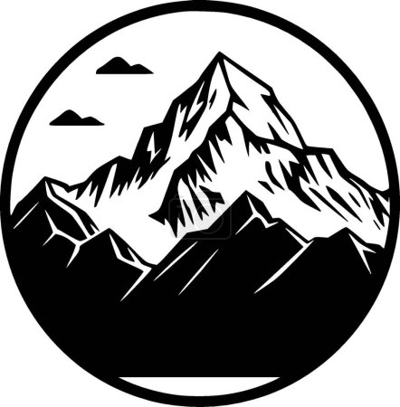 Illustration for Mountain - black and white vector illustration - Royalty Free Image