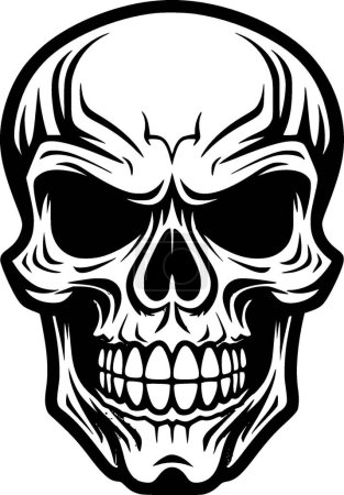 Ilustración de Calavera - icono aislado en blanco y negro - ilustración vectorial - Imagen libre de derechos
