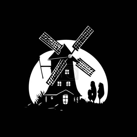 Ilustración de Molino de viento - logo minimalista y plano - ilustración vectorial - Imagen libre de derechos