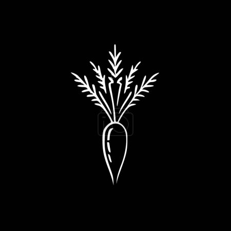 Illustration for Carrot - black and white vector illustration - Royalty Free Image