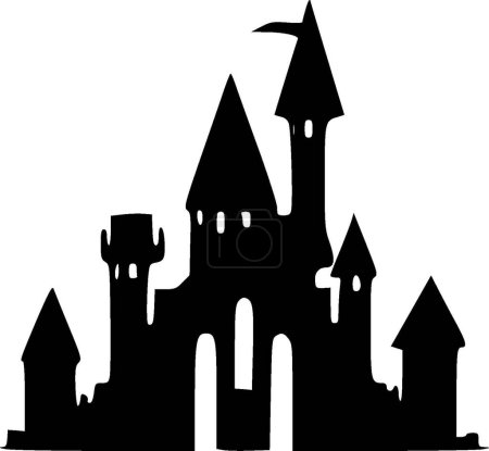 Illustration for Castle - black and white vector illustration - Royalty Free Image