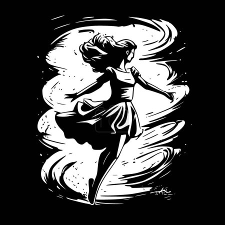 Illustration for Dance - black and white isolated icon - vector illustration - Royalty Free Image
