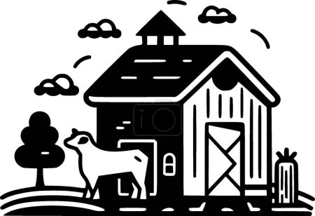 Illustration for Farm - black and white isolated icon - vector illustration - Royalty Free Image