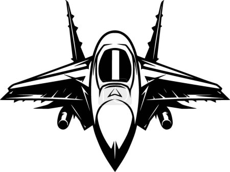Téléchargez les illustrations : Jet de chasse - silhouette minimaliste et simple - illustration vectorielle - en licence libre de droit