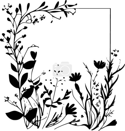 Téléchargez les illustrations : Bordure florale - logo plat et minimaliste - illustration vectorielle - en licence libre de droit
