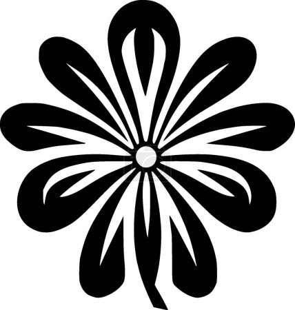 Téléchargez les illustrations : Fleur - icône isolée en noir et blanc - illustration vectorielle - en licence libre de droit
