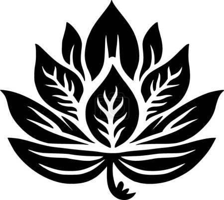 Téléchargez les illustrations : Fleur de lotus - silhouette minimaliste et simple - illustration vectorielle - en licence libre de droit