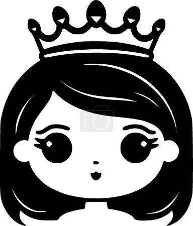 Illustration for Princess - black and white isolated icon - vector illustration - Royalty Free Image