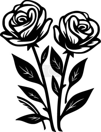 Téléchargez les illustrations : Roses - logo minimaliste et plat - illustration vectorielle - en licence libre de droit