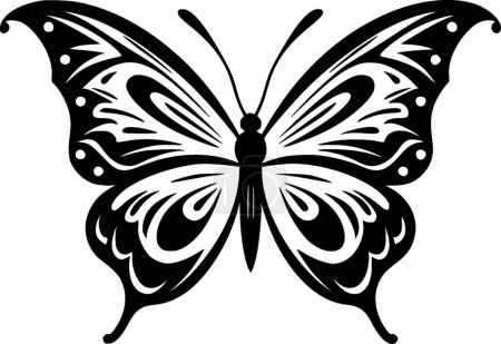 Téléchargez les illustrations : Papillon - illustration vectorielle noir et blanc - en licence libre de droit