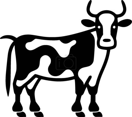 Illustration for Cow - black and white isolated icon - vector illustration - Royalty Free Image