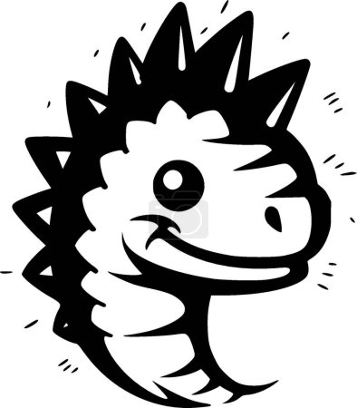 Ilustración de Dino - ilustración vectorial en blanco y negro - Imagen libre de derechos