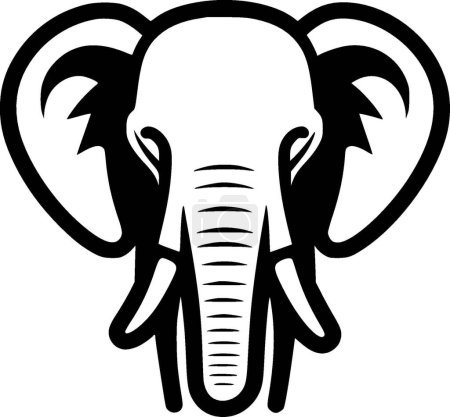 Ilustración de Elefante - icono aislado en blanco y negro - ilustración vectorial - Imagen libre de derechos