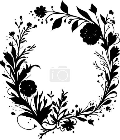 Téléchargez les illustrations : Cadre floral - logo vectoriel de haute qualité - illustration vectorielle idéale pour t-shirt graphique - en licence libre de droit