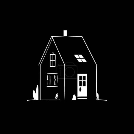 Ilustración de Casa - icono aislado en blanco y negro - ilustración vectorial - Imagen libre de derechos
