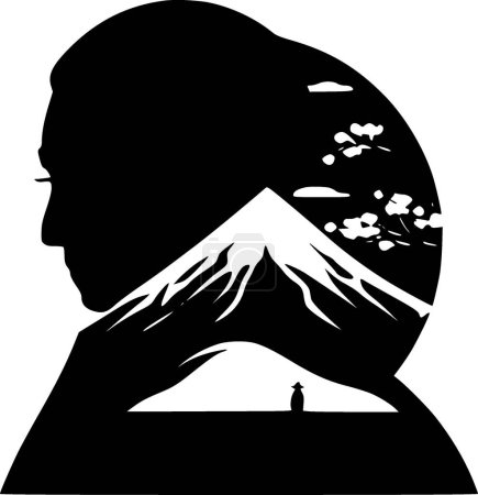 Téléchargez les illustrations : Japonais - icône isolée en noir et blanc - illustration vectorielle - en licence libre de droit