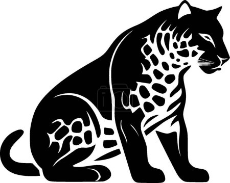 Illustration for Leopard - black and white vector illustration - Royalty Free Image