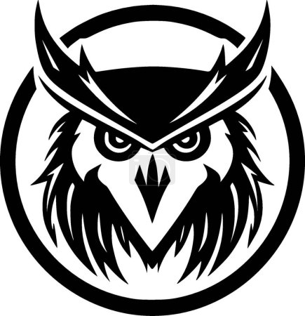 Illustration for Owl - black and white isolated icon - vector illustration - Royalty Free Image