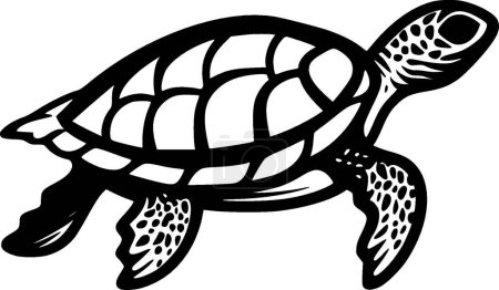 Illustration for Turtle - black and white isolated icon - vector illustration - Royalty Free Image