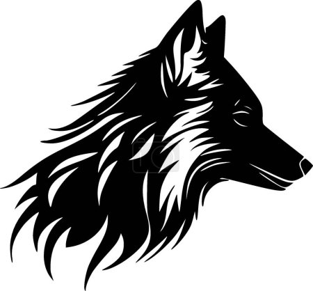 Illustration for Wolf - black and white vector illustration - Royalty Free Image