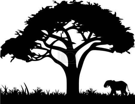 Téléchargez les illustrations : Afrique - illustration vectorielle en noir et blanc - en licence libre de droit