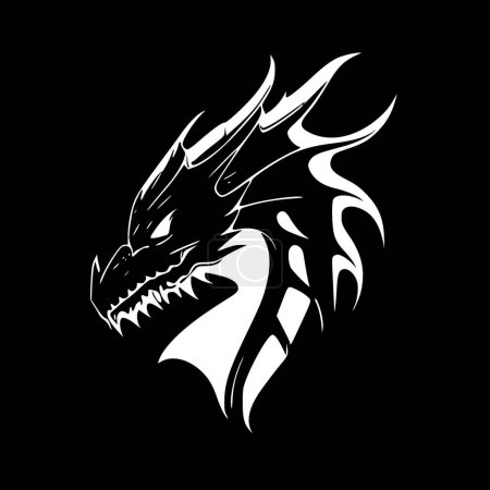 Ilustración de Dragones - ilustración vectorial en blanco y negro - Imagen libre de derechos