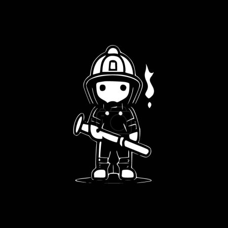 Illustration for Firefighter - black and white vector illustration - Royalty Free Image