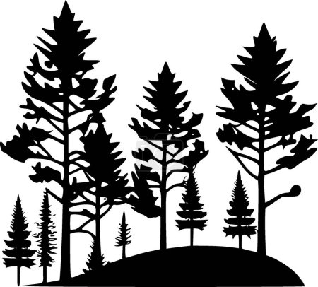 Téléchargez les illustrations : Forêt - illustration vectorielle en noir et blanc - en licence libre de droit