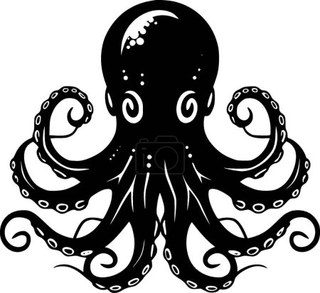 Illustration for Octopus - black and white isolated icon - vector illustration - Royalty Free Image