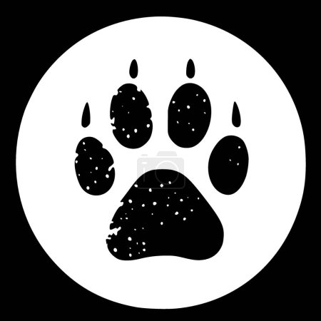 Illustration for Paw print - black and white vector illustration - Royalty Free Image