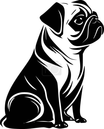 Illustration for Pug - black and white vector illustration - Royalty Free Image